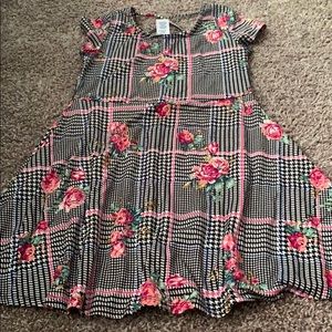 Girls plaid and floral skater dress